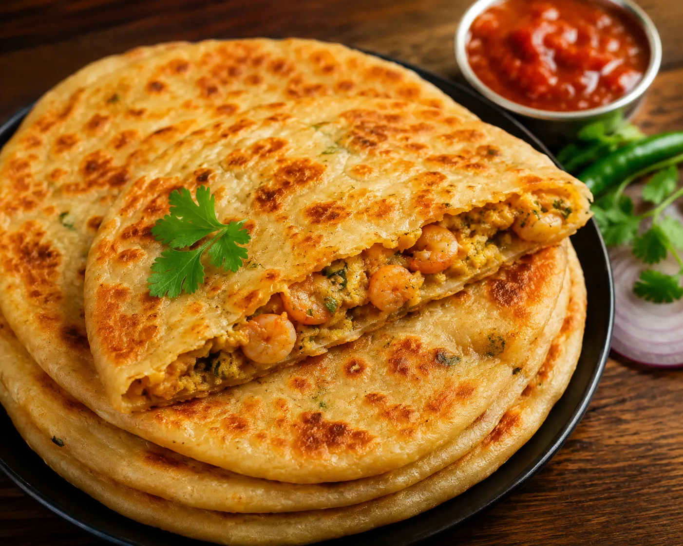চিংড়ির পরোটা